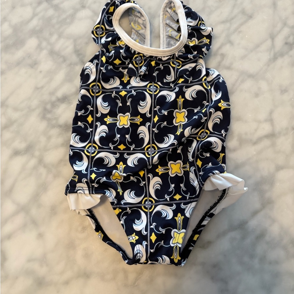 Janie and Jack Navy and White Baby Swimsuit